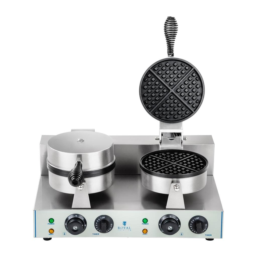 Round Double Waffle Maker With Teflon Coating, Waffles