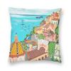 Positano Mon Amour Square Pillowcase Polyester Linen Velvet Printed Zip Decorative Pillow Case Home Cushion Cover x