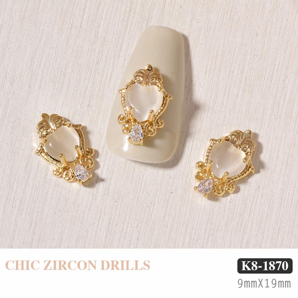 Pearl Opal Charms Nail Art Decorations Nail Rhinestones Crystal Pendant Chain Nail Art Jewelry