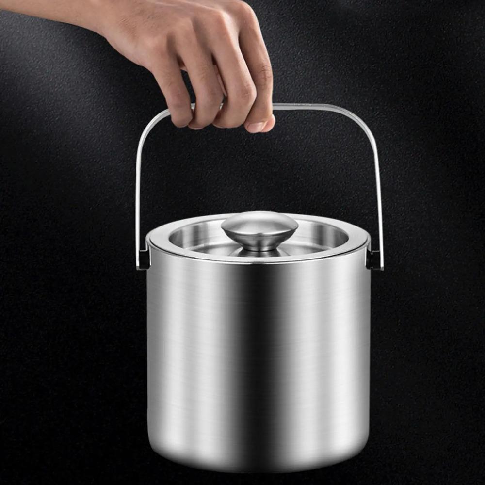 304 Stainless Steel Bar Insulated Ice Bucket 3.0/1.3 L Bar Drink Cooler  Pub