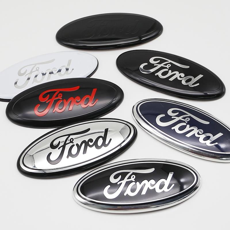 UJOV9 1Pc 17.5cm Aluminum Front Grille Hood Logo Sticker For Ford Focus Fiesta Mondeo Ranger Trunk Accessories 3D Luxury Pro Premium
