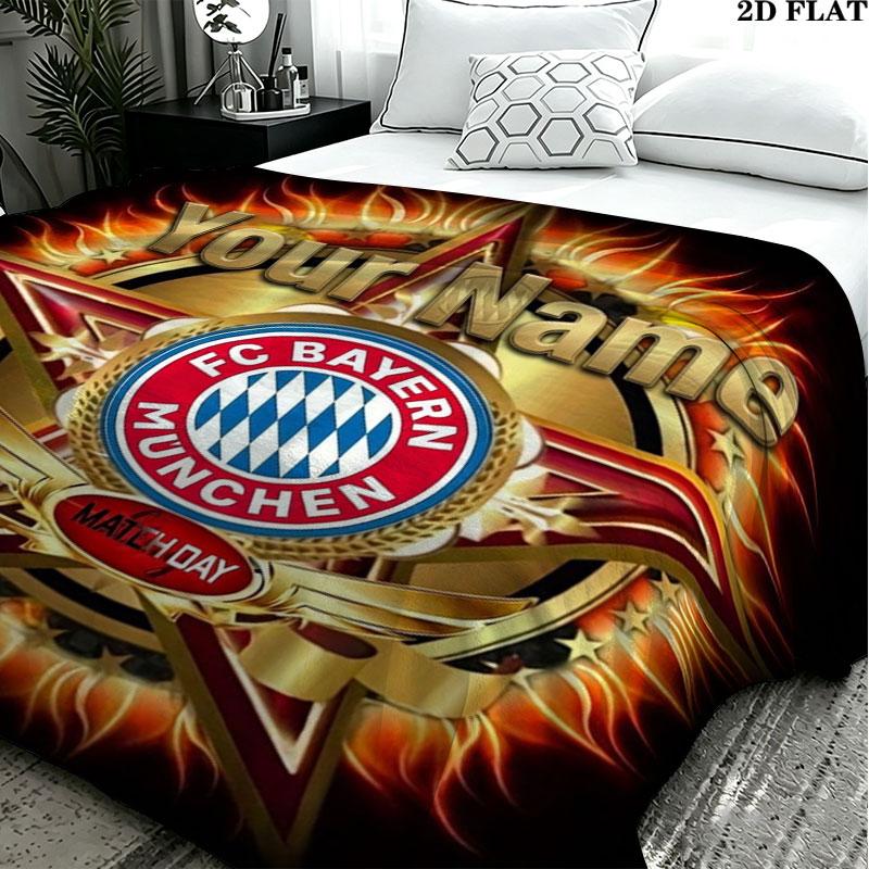 1PC FC Bayern Munchen Custom Name Patterned Flannel Blanket Suitable For All Seasons for Home Decor Warmth and Comfort Gifts Holiday Present