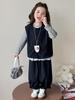 Девочки Корейский Стиль Осенний Жилет Костюм-Тройка: Модный, Повседневный и Красивый