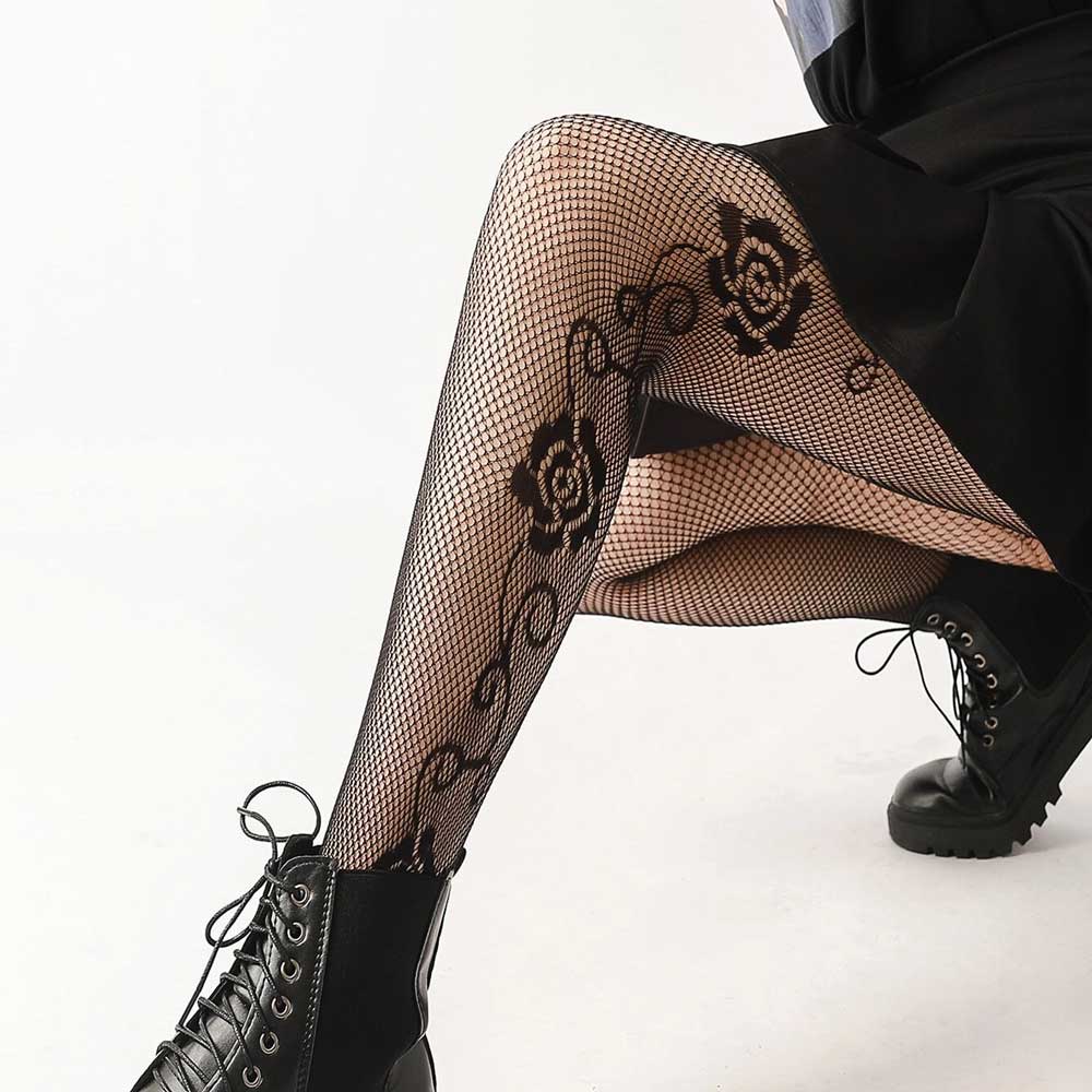 Women Flowers Mesh Stocking Fishnet Tights Party Club Pantyhose Lolita Gothic Clothes Sexy Lingerie