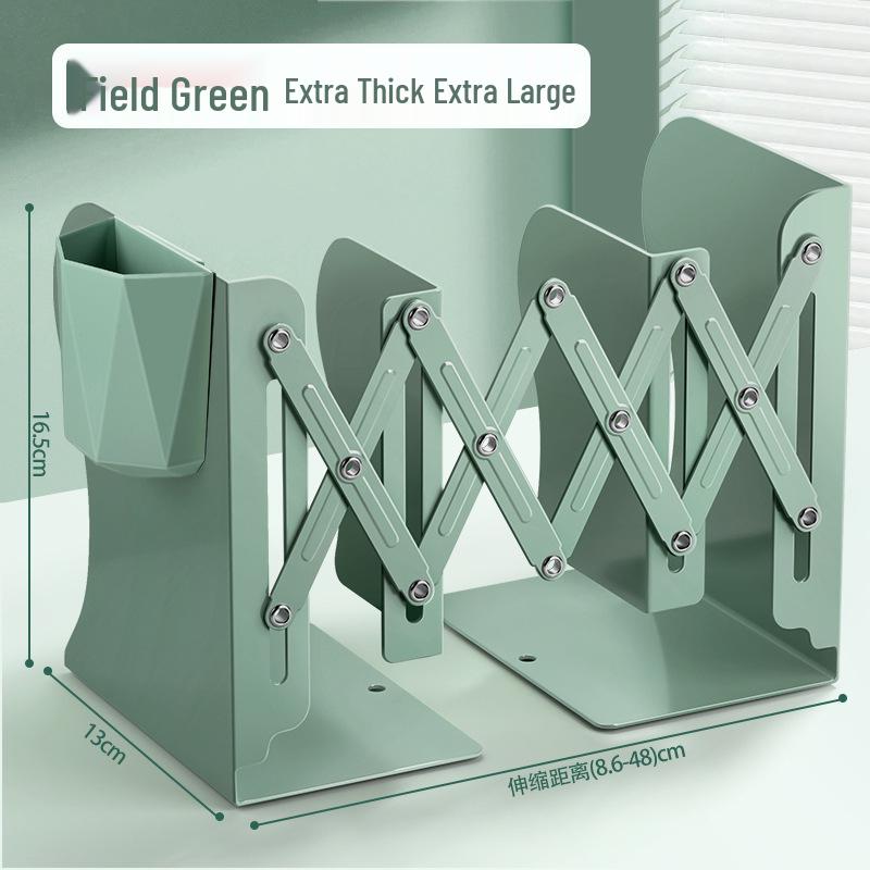Integrated Desktop Book and Pen Holder: Folding Bookshelf with Student Baffle Clip