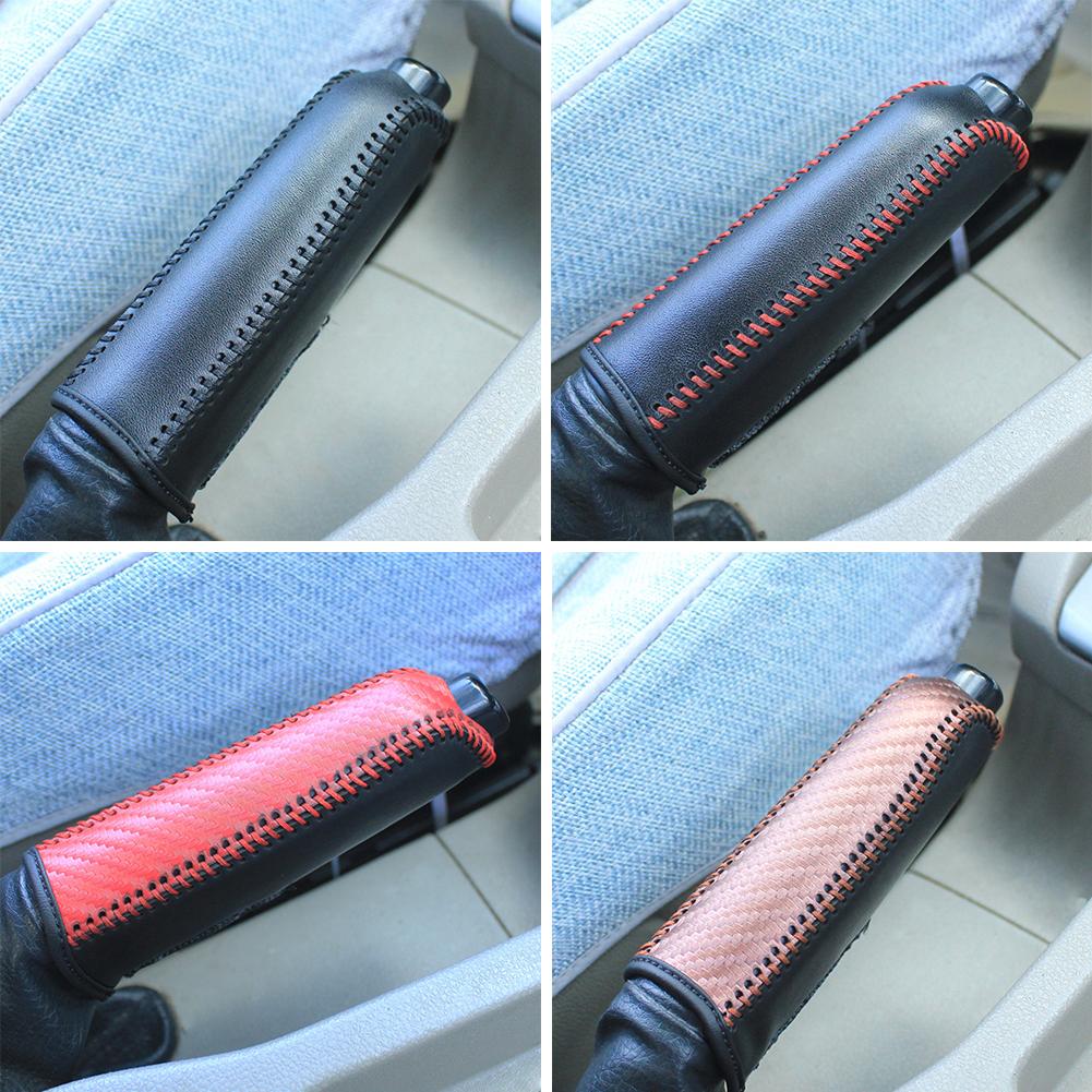 Carbon Fiber Car Leather Handbrake Cover Protective Sleeve Hand Brake Protection for Ford Focus 2012-2018 Accessories
