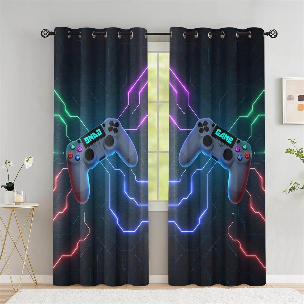 3D Printing Video Gamer Window Curtains for Boys Kids Children Bedroom Gaming Door Living Room Decor Drapes Blind Shading 2panel