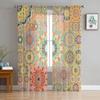 Bohemian Mandala Sheer Voile Curtains for Living Room Bedroom Exotic Style Window Tulle Curtains Transparent Chiffon Curtain