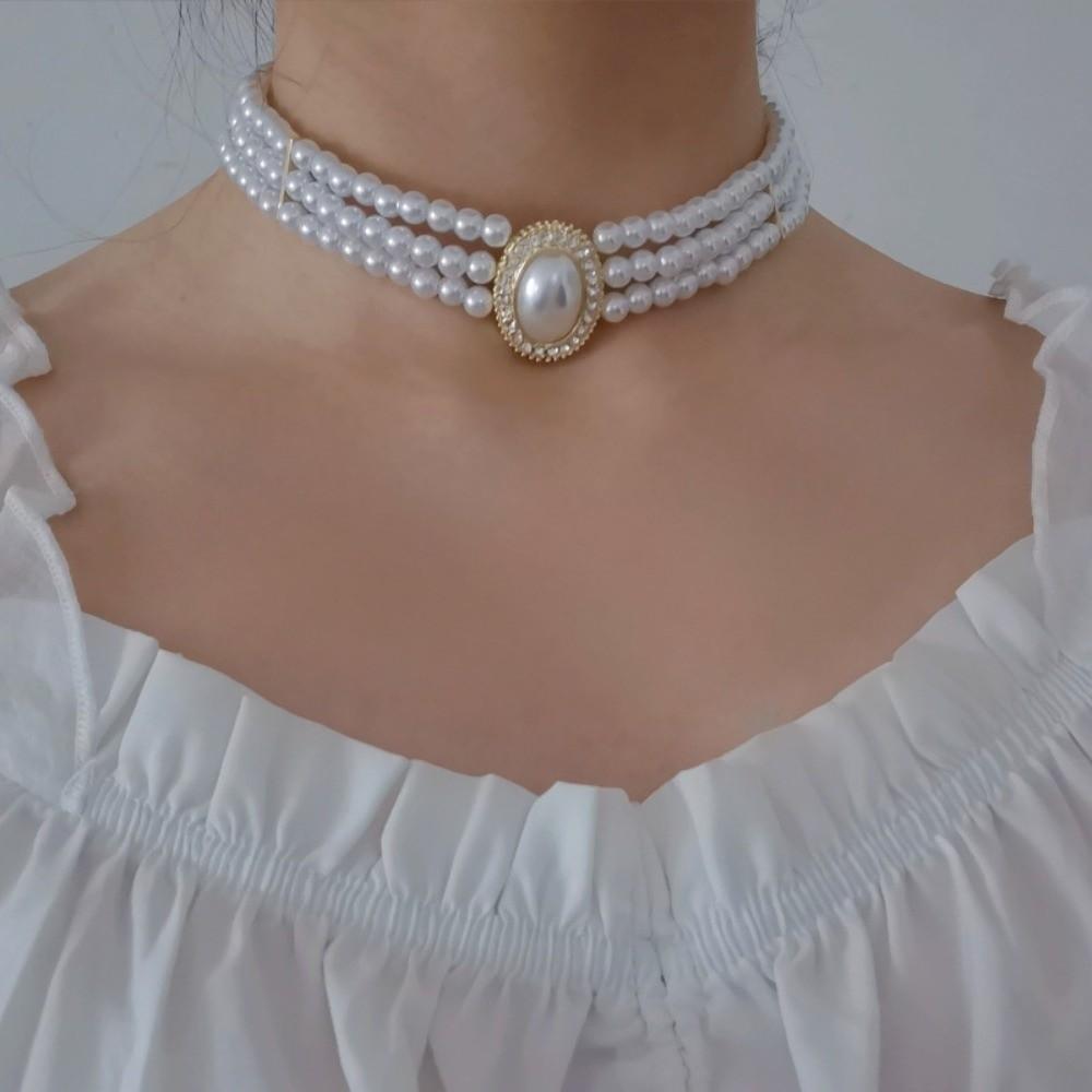 Multi-layer Pearl Pendant Jewelry Accessories Pearl Choker Fashion Retro Pearl Necklace Women