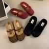 Street Style Women Warm Cotton Fur Shoes Fashion Shallow Slip On Soft Sole Shoes Ladies Comfort Outdoor Lazy Flats Shoes