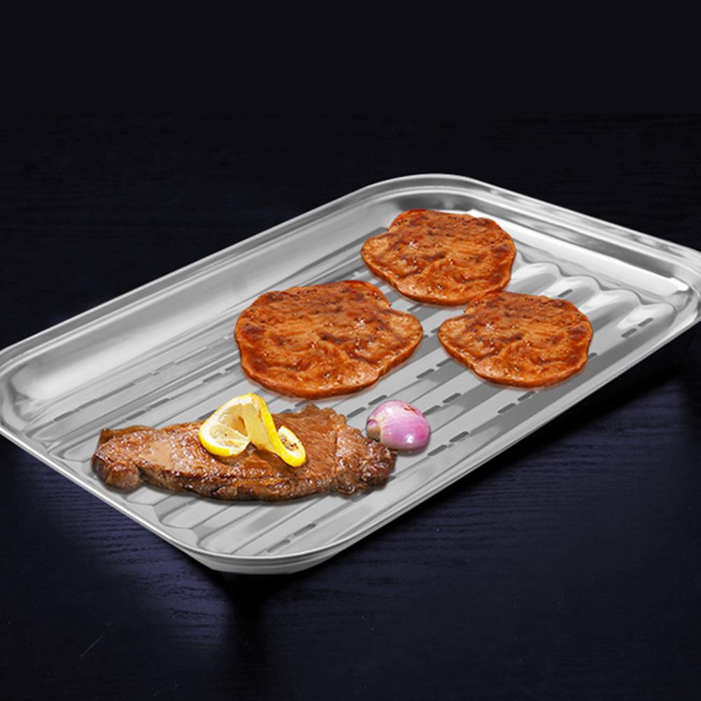 Bandejas Para Comida Сковорода-гриль из нержавеющей стали Жаровня для гриля Накладки на тарелку для бытового использования