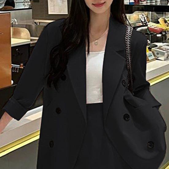 Женский костюм из 2 предметов, пальто, юбка, двубортный пиджак с длинными рукавами и лацканами, средней длины, свободная юбка с высокой талией, формальный деловой стиль, наряд