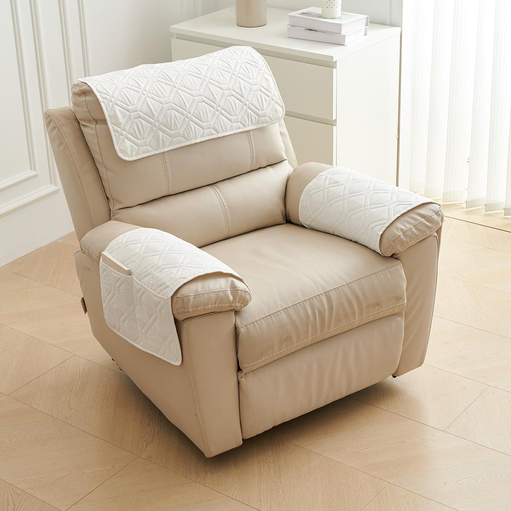 Sofa Armrest Towel Set 3 Pieces With Storage Pocket For Couch Chair Cushion Headrest And Armrest Cover Comfortable Soft Fabric Home Decor