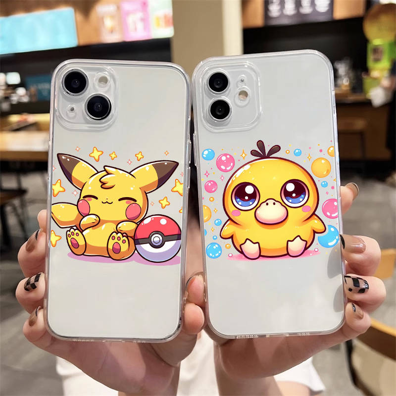 Чехол E-54 Pokemon Pikachu для iPhone 7 8 11 12 13 14 15 16 Pro Max Plus Mini Xiaomi Redmi A3 9A 9C 10A 10C 13C Note 9 11 Realme Narzo C30 C55