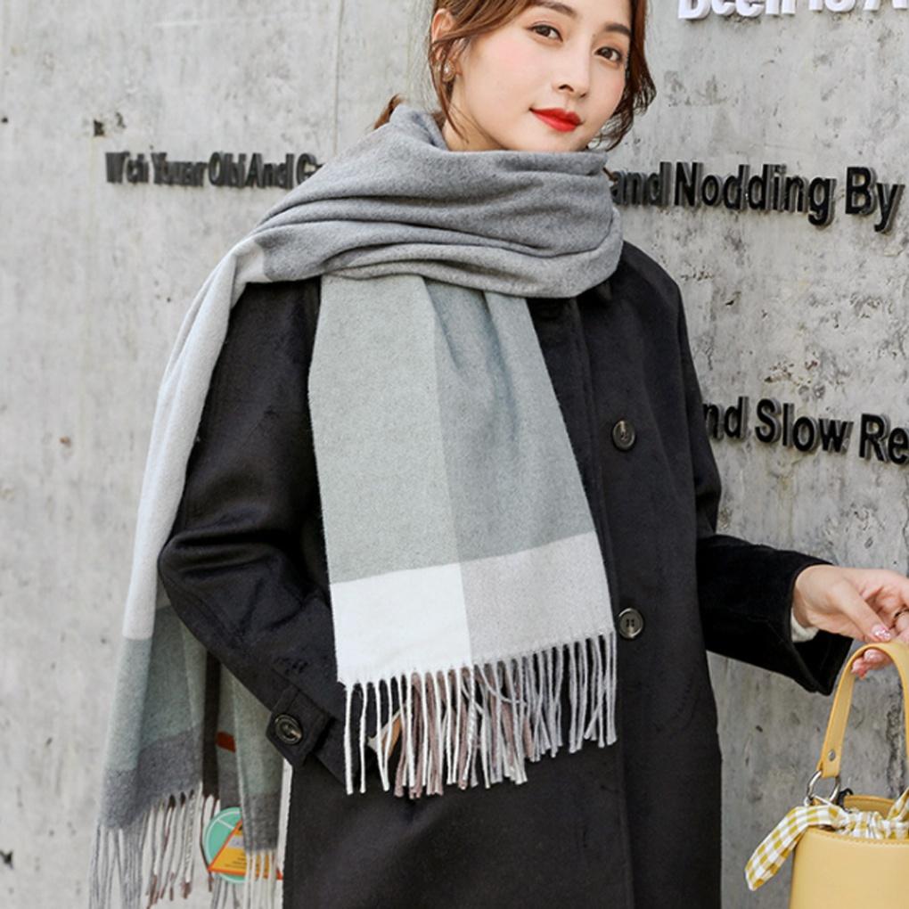 Cashmere color-block muffler, unisex couple winter scarf