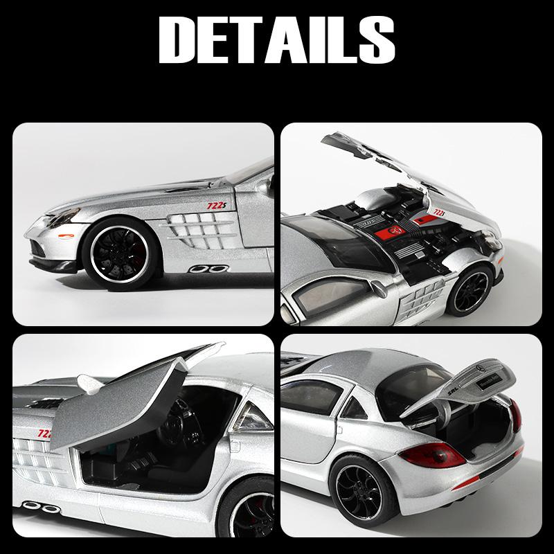 1/32 Benz SLR 722S Roadster Speedster Сплав Литье под давлением Модель Автомобиля Коллекция Хобби Декор Домашний Орнамент Подарок на День Рождения с Парнем