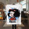 1PC Mafalda Print Flannel Blanket, High quality Comfortable for All Seasons, Home Decor, Warmth and Comfort, Perfect for Christmas Gifts 80