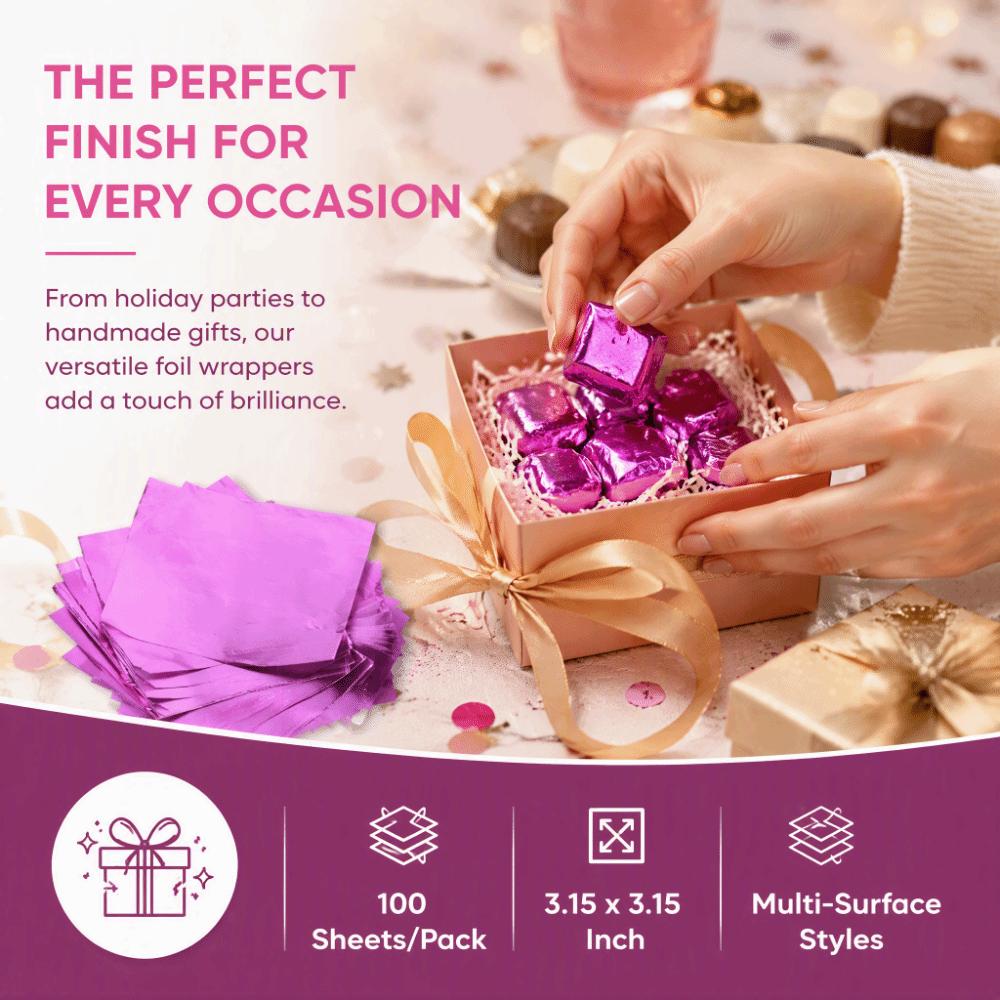 100pcs Aluminum Foil Foil Candy Wrappers Chocolate Wrapping Sheets Valentine Christmas