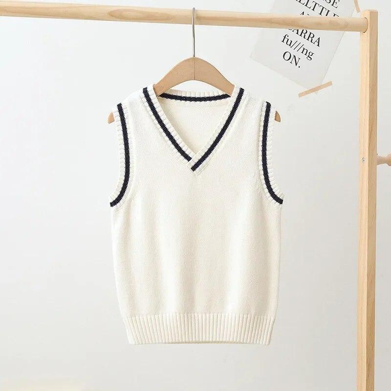 От 4 до 15 лет школьный вязаный жилет в консервативном стиле, повседневная универсальная верхняя одежда, жилеты для девочек, весенне-осенний детский свитер
