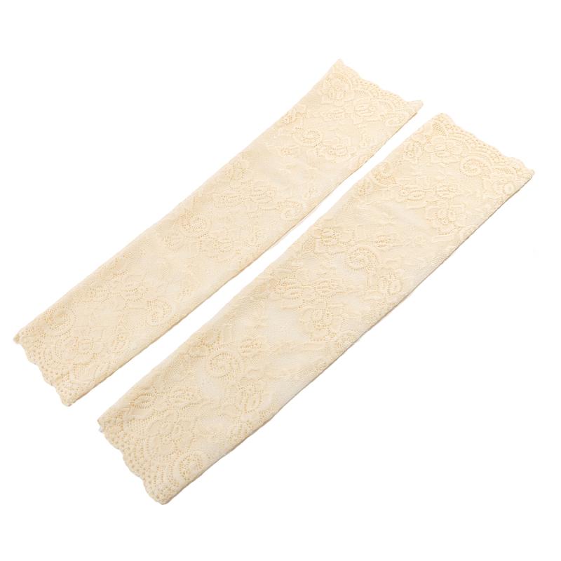 Women Summer Lace Sunscreen Arm Sleeve Breathable Mesh Lace Sleeves Cover Long Fingerless Driving Gloves