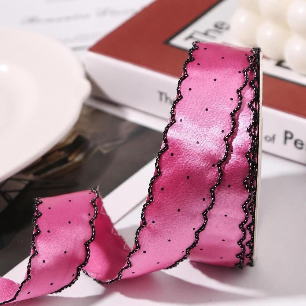 DIY Bow Satin Fabric Ribbons Gift Box Bouquet Dot Lace Ribbon Polka Dots Ribbons Gift