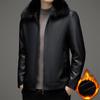 Leather Jacket Men's Velvet Thickened Fur All-in-one Winter Warm Leather Jacket with Fur Collar