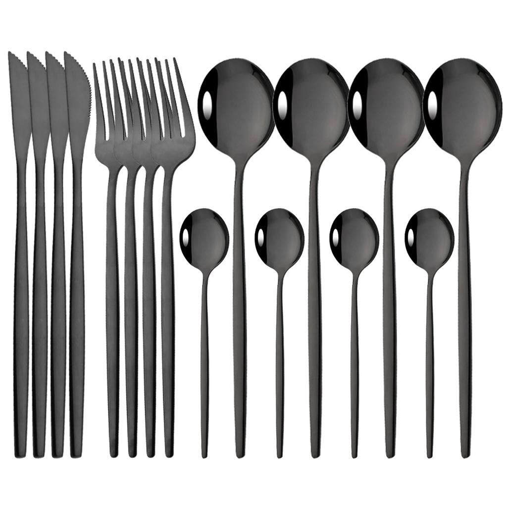 16pcs Pink Gold Dinnerware Tableware Set Mirror Stainless Steel Cutlery Kitchen Knife Fork Spoon Restaurant Wedding Flatware Set