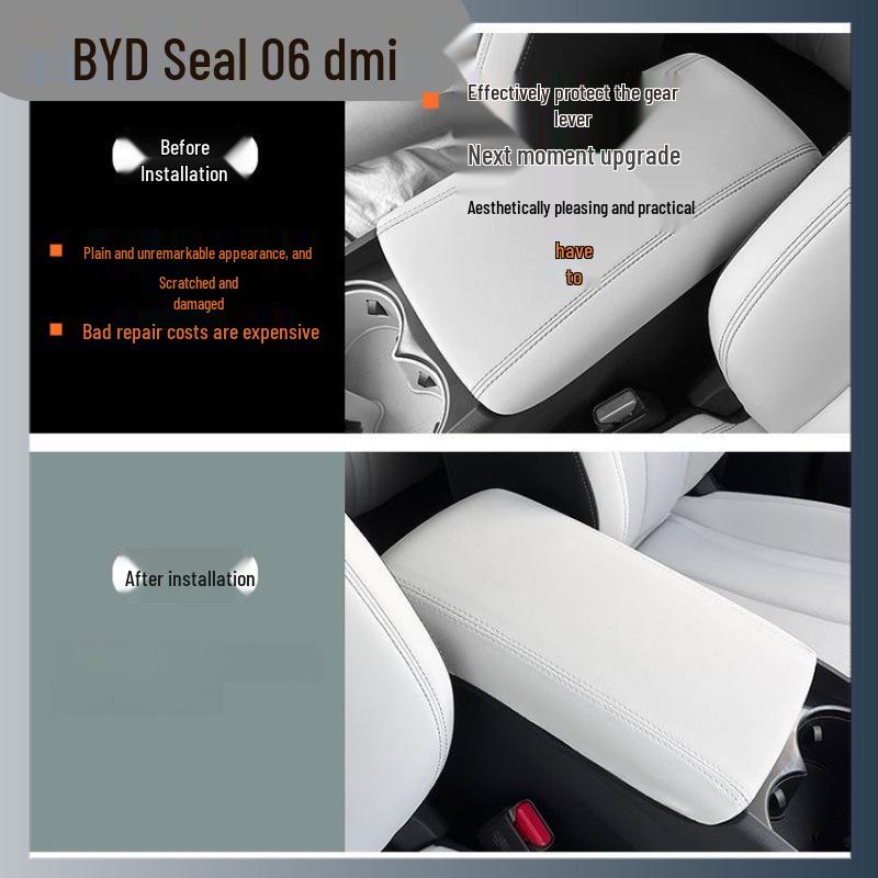 Кожаная накладка на подлокотник центральной консоли для 2025 BYD Seal 06DMI - Устойчивая к царапинам и грязи