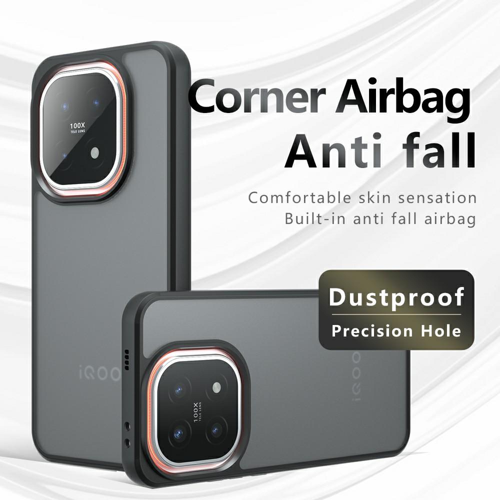 For vivo iQOO 15 5G Case Skin-Touch TPU + PC Matte Phone Back Cover, Transparent Black