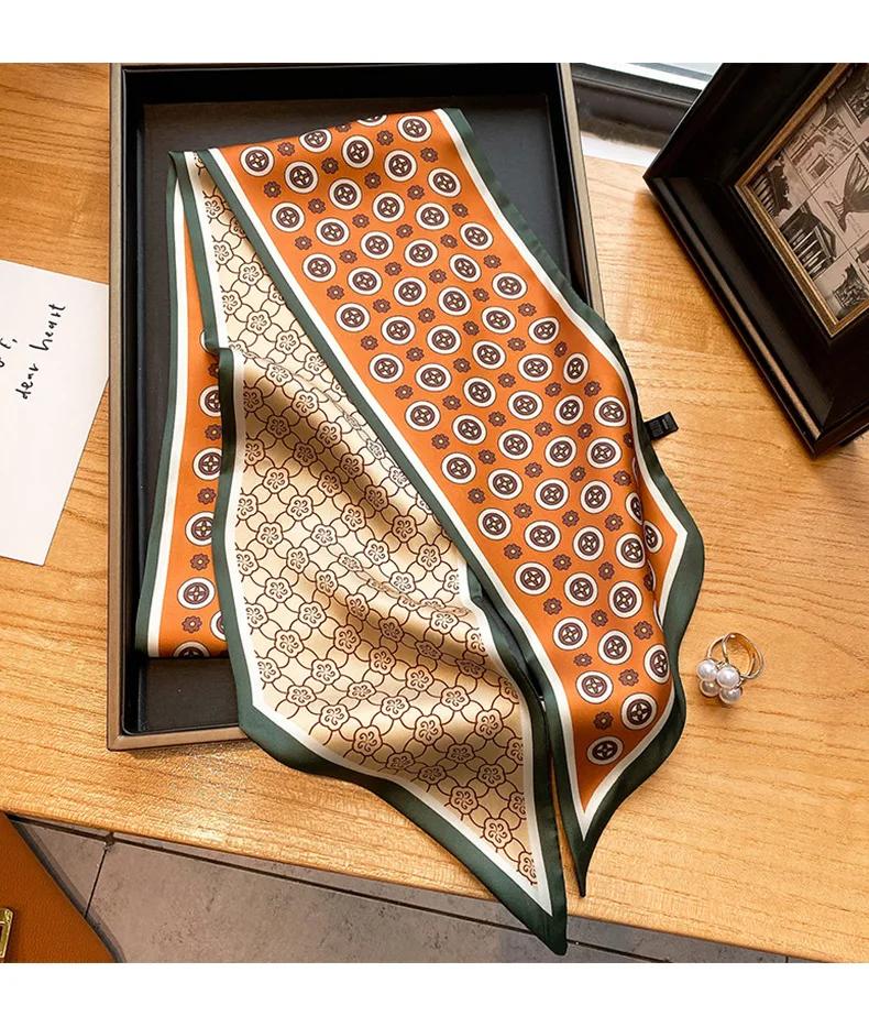 Длинный шелковый шарф-мешок, галстук, женская шея, узкие шарфы, повязка на голову, платок, принт лошади, брендовая женская шейная лента, весна, новинка