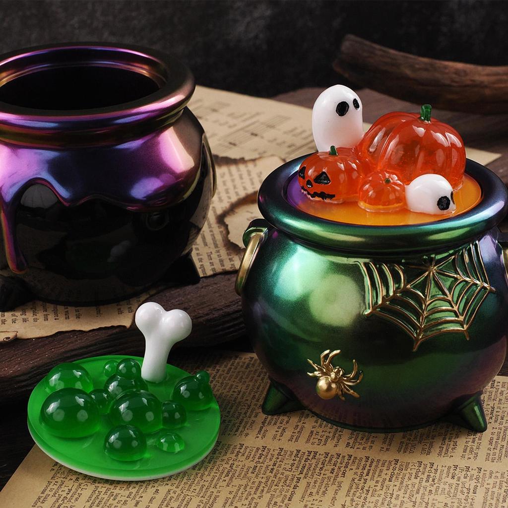 Контейнер-котел на Хэллоуин, форма для эпоксидной смолы для DIY, гипсовая коробка для хранения, силиконовые формы, подарок на Хэллоуин, шкатулка для драгоценностей, материалы для литья