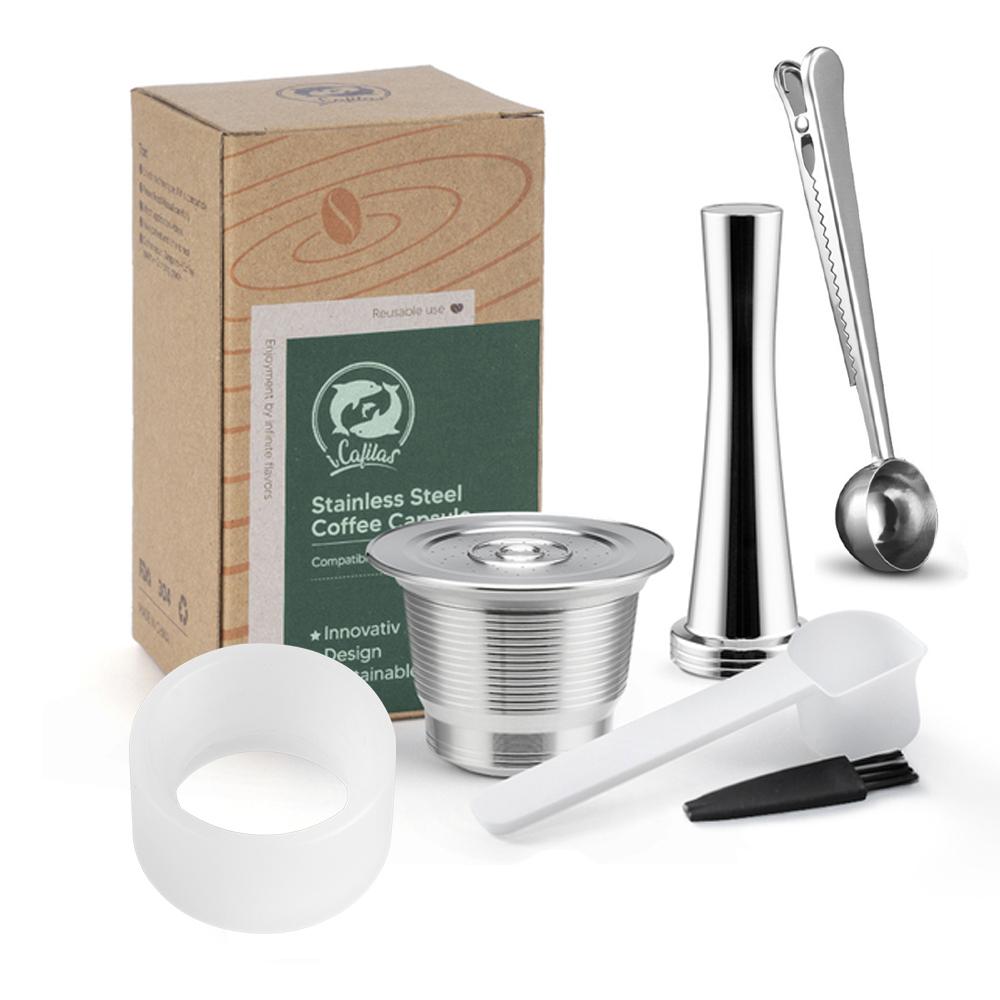 Совместимый с Nespresso Многоразовый Кофейный Фильтр из Нержавеющей Стали, Многоразовая Кофейная Капсула с Темпером, Одноразовый Бумажный Фильтр