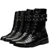 New Autumn Gothic Men Pointed Toe Stage Performance Faux Leather Boots Male Punk Studs High Heels Shoes Rivet Booties