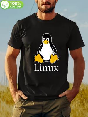 Графическая футболка с пингвином Linux для энтузиастов технологий - Забавная повседневная футболка с мотивом пингвина