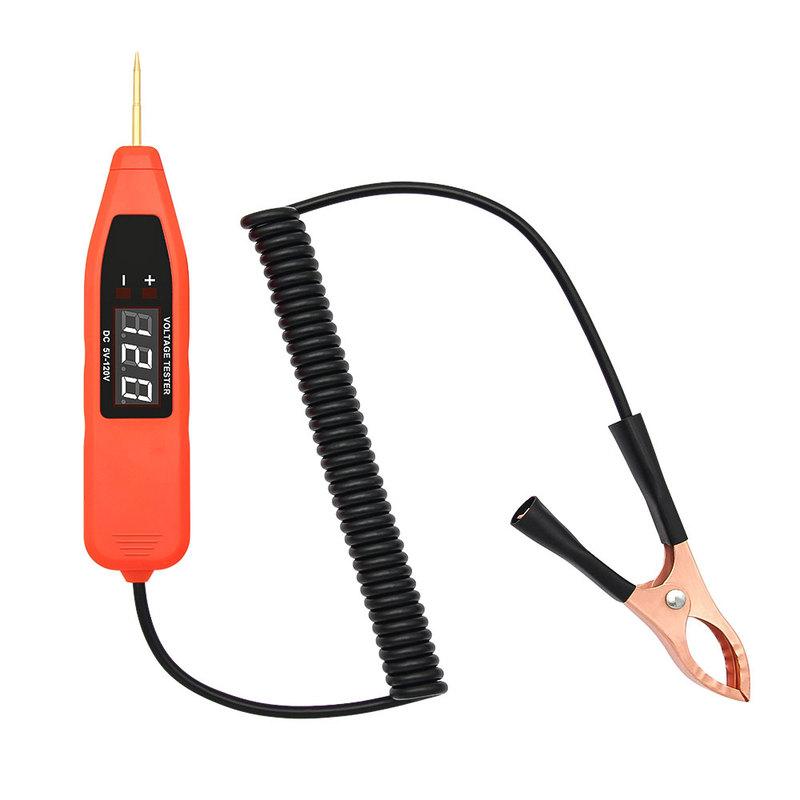 Car Circuit Tester Pen 5V 120V Automotive Circuit Voltage Tester with Display Positive Negative Pole Probe for Car Circuit Test