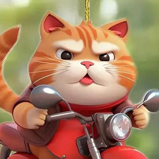 Декоративный кулон с изображением котенка на велосипеде, украшение для автомобиля, мультяшный кот, украшение на рождественскую елку, подвесное зеркало заднего вида