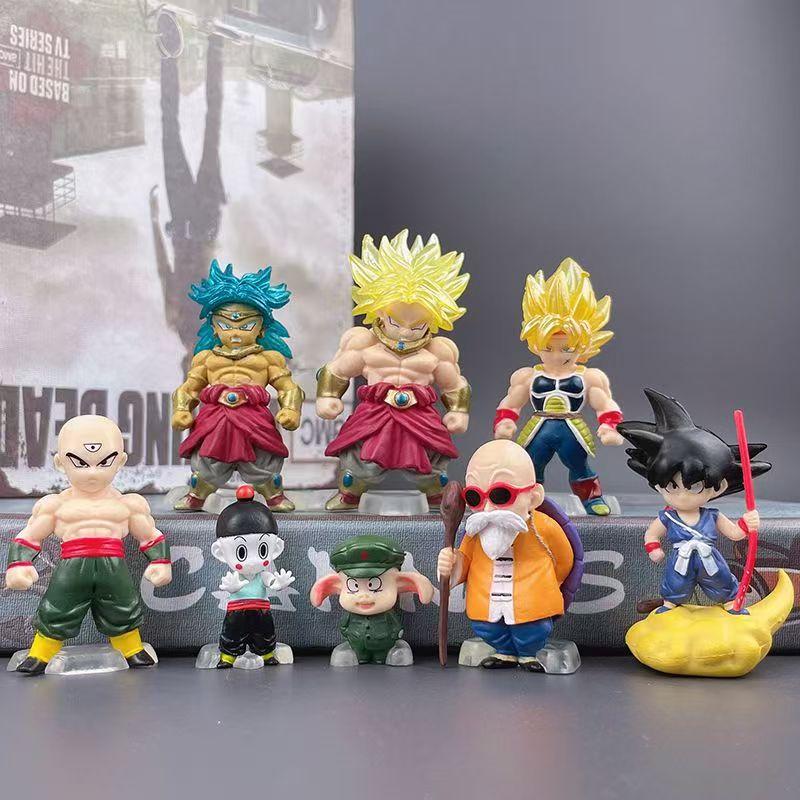 8 шт. Аниме Dragon Ball Милый Броли Урон Мастер Роши Криллин Мини Фигурка Модель Игрушка ПВХ Статуэтка Кукла для Детей Коллекция Подарок на День Рождения