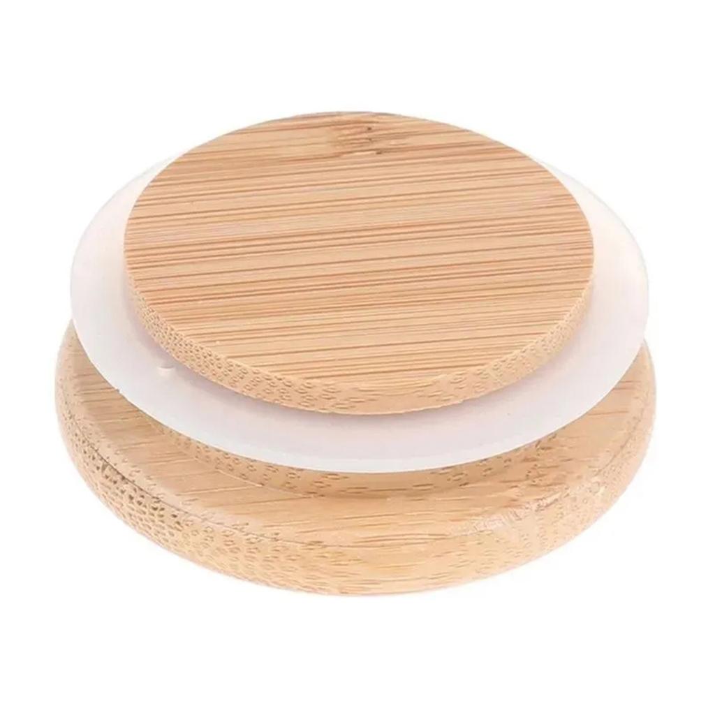 Candle Cup Glass Bottle Wooden Cover Solid Wood Cover Wooden Storage Bottle Ceramic Jar Wooden Cover