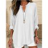 2023 Women's Autumn/Winter V-Neck Cotton Linen Plus Size Shirt - European & American Style