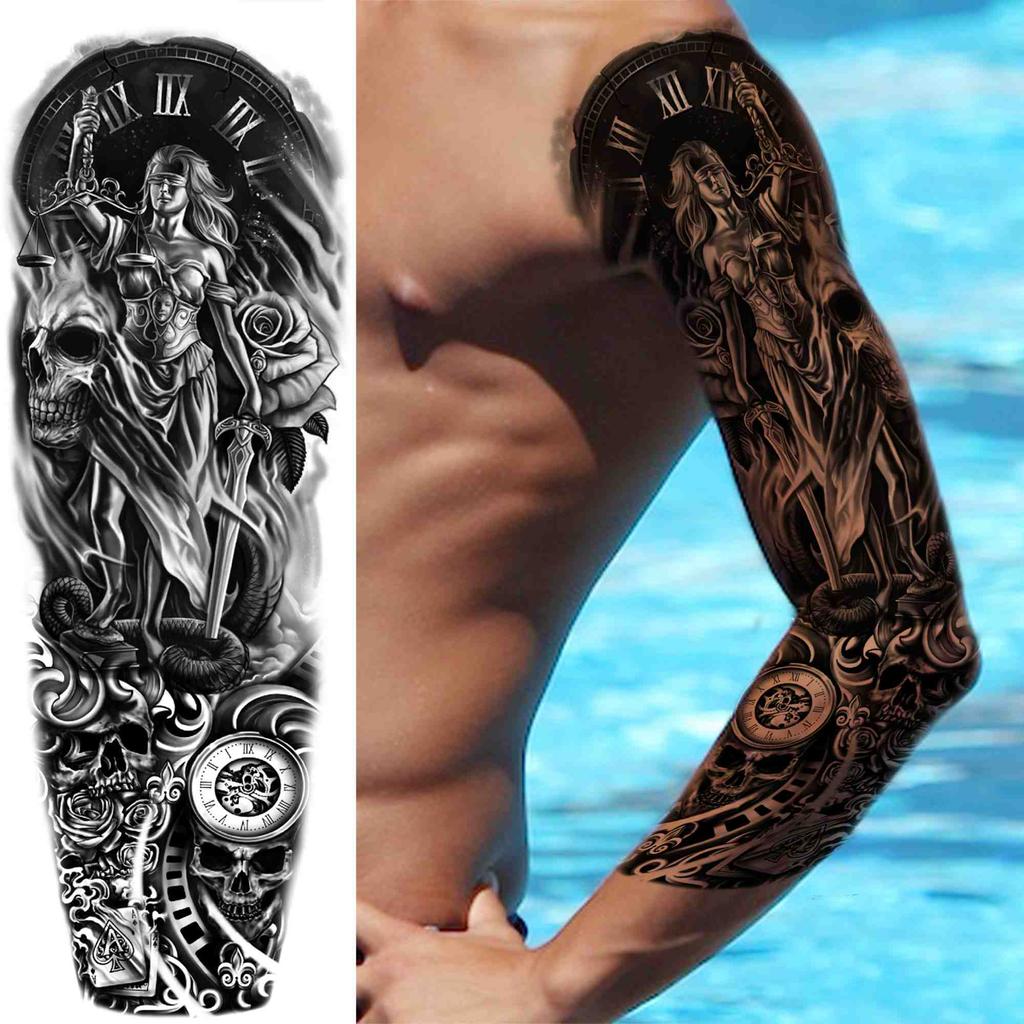 Реалистичные временные татуировки с изображением Бога Марса, рукава для мужчин и взрослых, поддельные татуировки с изображением орла, льва, воина, наклейка, моющаяся тату на всю руку, длинная