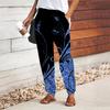 Women Abstract Printing Pants Lace Up Elastic Waist Loose  Trousers Casual Long Pants Trousers with Pockets