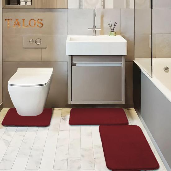 Комплект из 3 ковриков для ванной, впитывающие, быстросохнущие коврики для ванной, U-образный контурный коврик для унитаза, нескользящий коврик для ванной комнаты, декор для ванной комнаты, комфорт