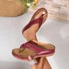 Women Platform Sandals Beach Casual Wedges Flip Flops Premium Orthopedic Open Toe Big Toe Anti-slip Outdoor PU Leather Shoes
