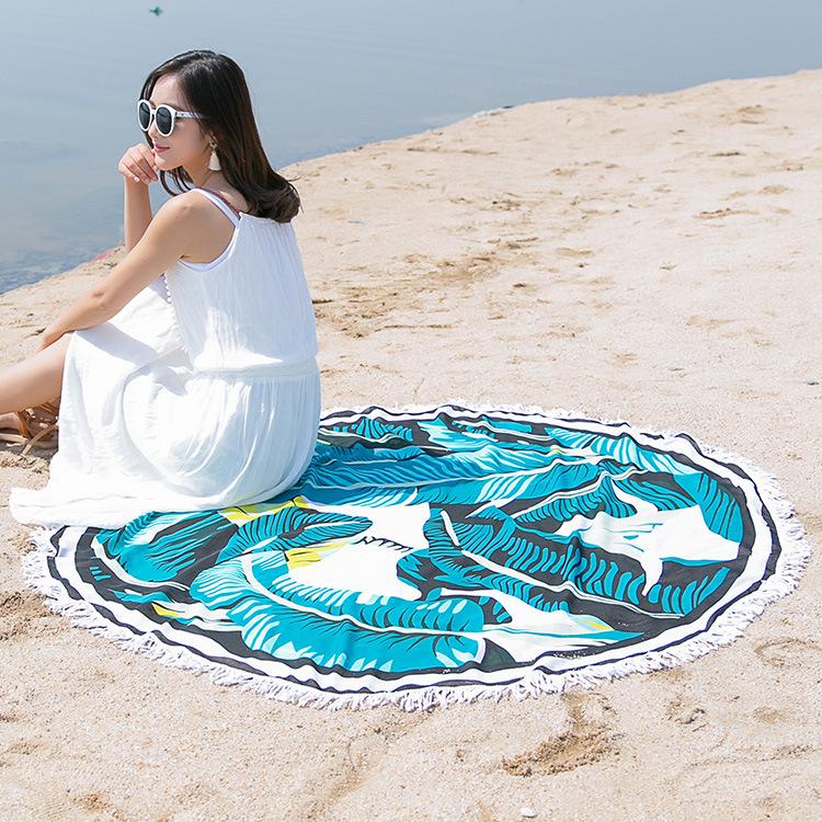 Circle Women's Oversized Mandala Bohemian Sand Cloud Microfiber Beach Towel Quick Dry Free Hot Sell Tassels Compressed for