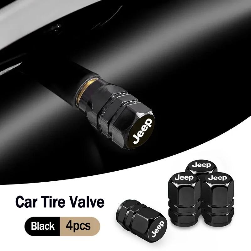 RKM3 High Quality 4Pcs Jeep Car Aluminum Alloy Tire Valve Caps Wheel Air Stem Caps Auto Accessories for Renegade Grand Cherokee