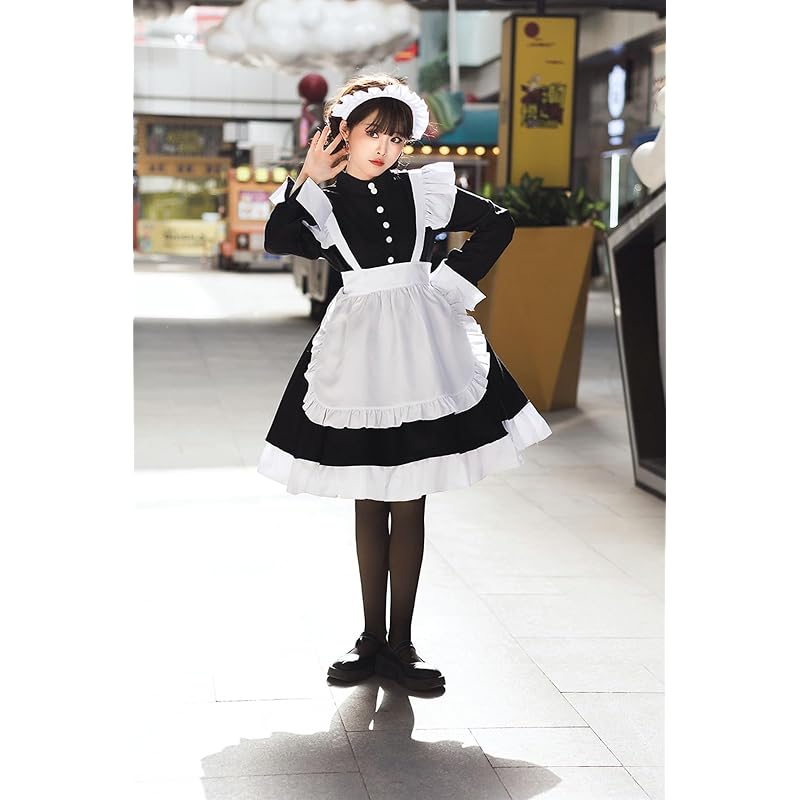 [Nestkanina] горничная одежда костюм горничной кафе косплей милый маскировка костюм цельный лолита лолита длинный рукав униформа культурный фестиваль школа
