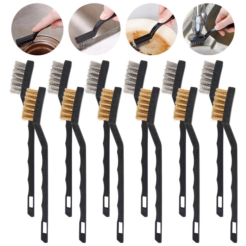 60Pcs Wire Brush Set Industrial Toothbrush Mini Copper Steel Wire Brush Stainless Steel Wire Brush Dirt Hard Cleaning Metal Rust