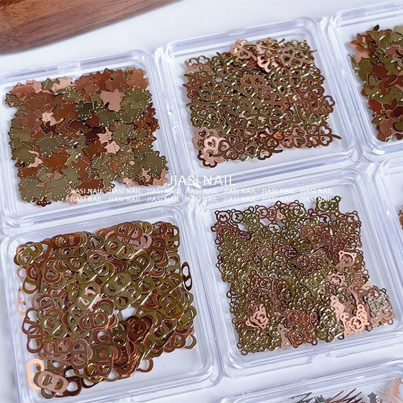 Матовые frosted золотые и серебряные наклейки для нейл-арта с заклепками - Японские аксессуары для ногтей DIY