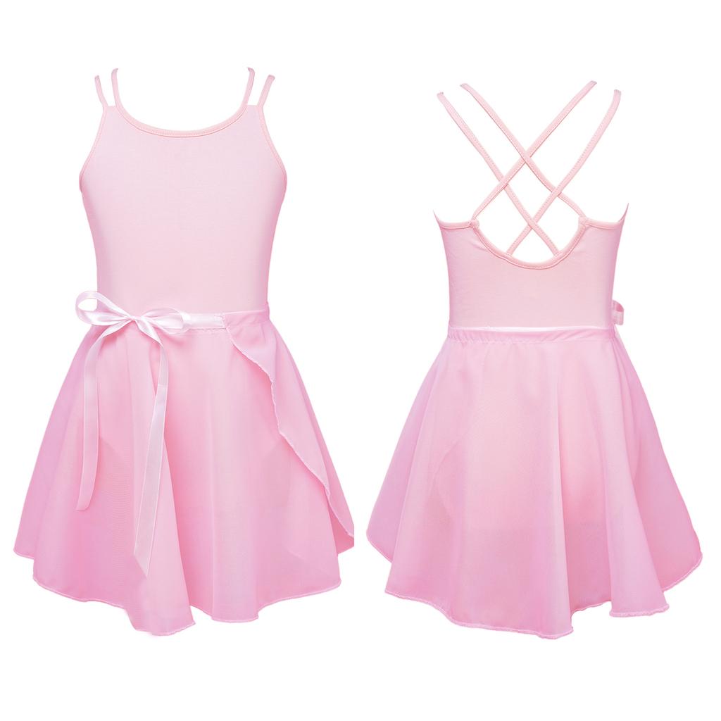 Ballet Dance Gymnastics Leotard with Chiffon Wrap Skirt Outfit Set Kids Girls Stylish Dancewear