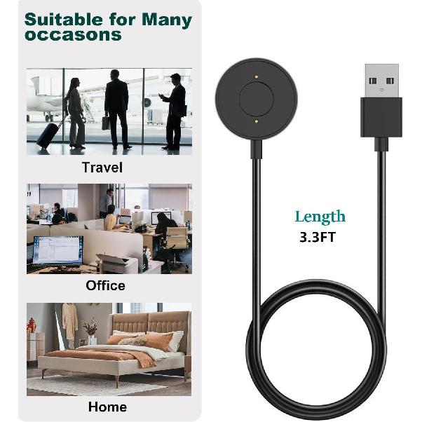 Charger Compatible with Fossil Hybrid Smartwatch HR Accessory Rapid Charger Magnetic USB Charger - 3.3 Feet (Black)